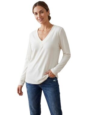 Capsule 121 Plus Size Ribbed Long Sleeve Polyester Blouse Wome’s White Size 3X